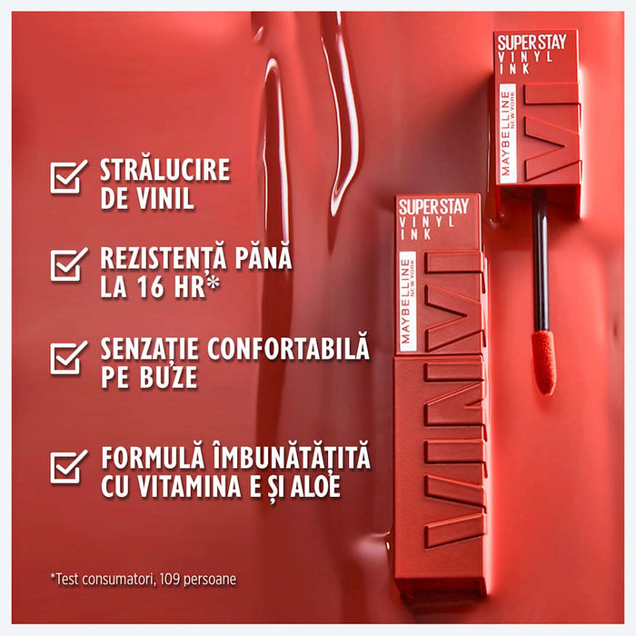 MAYBELLINE NEW YORK Vinyl Superstay Ruj lichid 120 Punchy, 4,2 ml WALTI