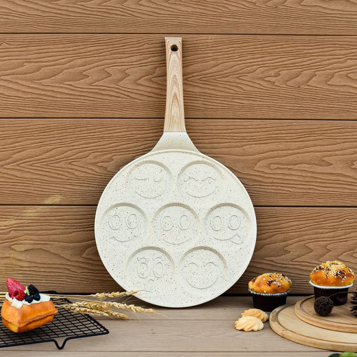 Tigaie clatite MYRIA MC4072, 26 cm, aluminiu, 7 forme emoji, bej WALTI