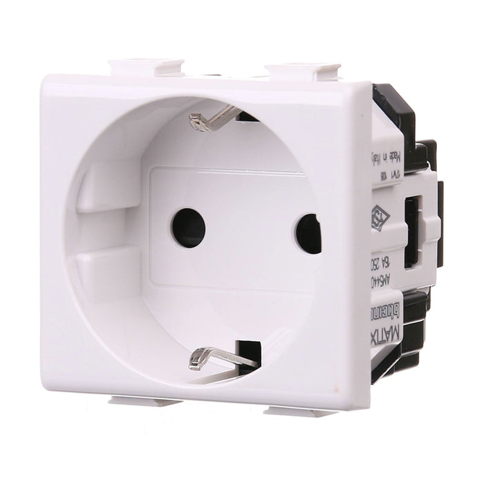 Priza schuko Legrand Bticino Matix, 2 module, IP20, alba WALTI