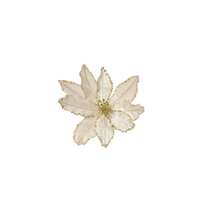 Decoratiune Craciun, pentru brad, model craciunita, cu sclipici, poliester, Ø 28 cm, crem WALTI