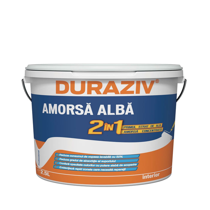 Amorsa 2 in 1 Duraziv pentru perete, interior, alb, 2.5 L WALTI