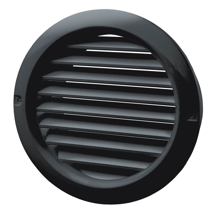 Grila ventilatie, cu plasa, Ø 10 cm, plastic, negru WALTI