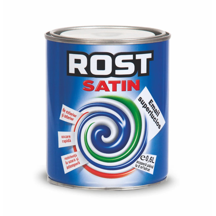 Email pe baza de solvent Rost, pentru lemn si metal, rosu, aspect lucios, 0.6 L WALTI