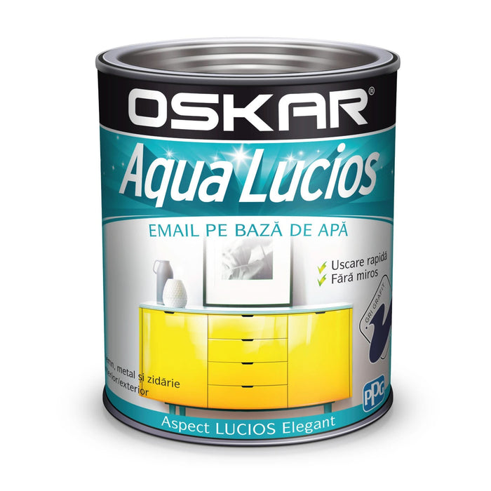 Email pe baza de apa Oskar Aqua Lucios, pentru lemn si metal, gri grafit, aspect lucios, 0.6 L WALTI