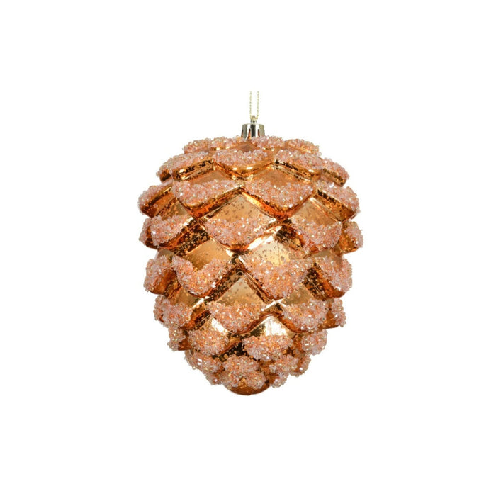 Glob de Craciun, pentru brad, forma con, cu margele, polistiren, Ø 14 cm, portocaliu WALTI