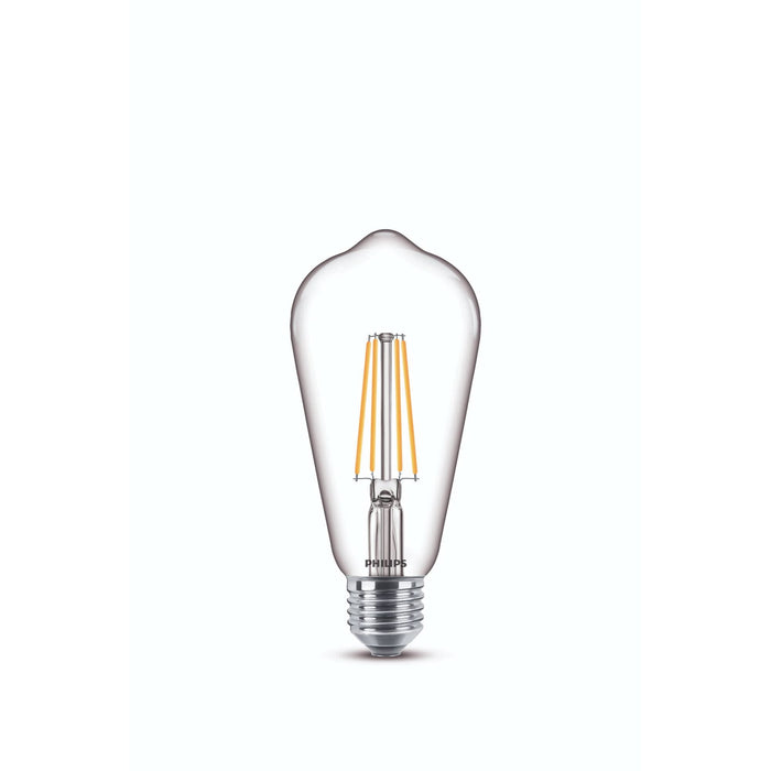 Bec LED Philips, E27, ST64, 7 W, alb cald, 2700K, 806lm, filament clar WALTI