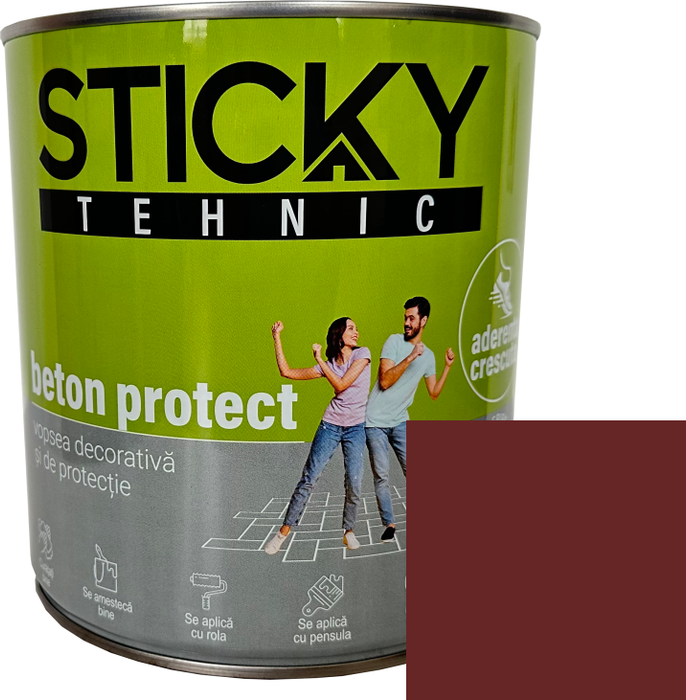 Vopsea pe baza de solvent Sticky Beton Protect, rosu cardinal, aspect mat, 2.5 L WALTI