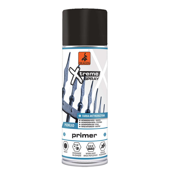 Vopsea spray Dragon Xtreme, anticoroziv, negru, mat, 400 ml WALTI