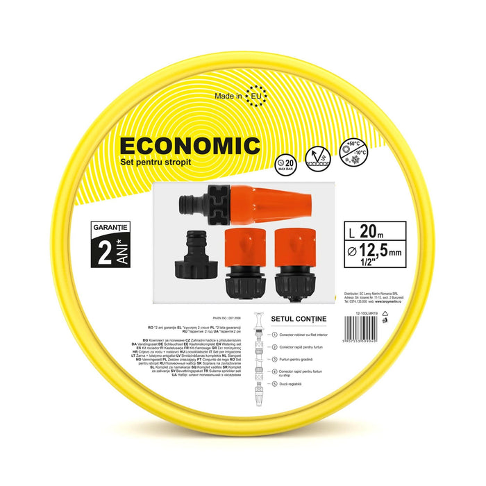 Furtun gradina Economic, pentru irigatii, Ø 12.5 mm, 20 bar, L 20 m, conector inclus WALTI