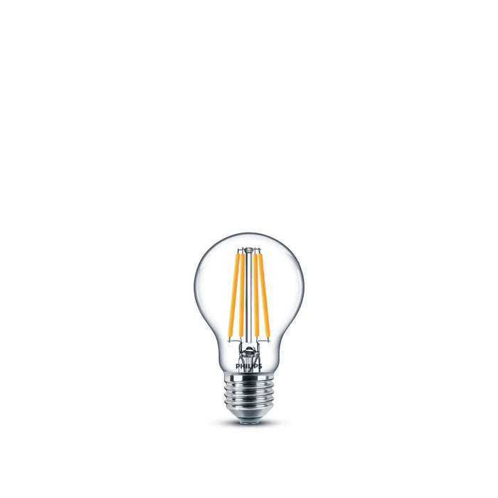 Bec LED Philips, E27, A60, 10.5 W, alb neutru, 4000K, 1521lm, filament clar WALTI