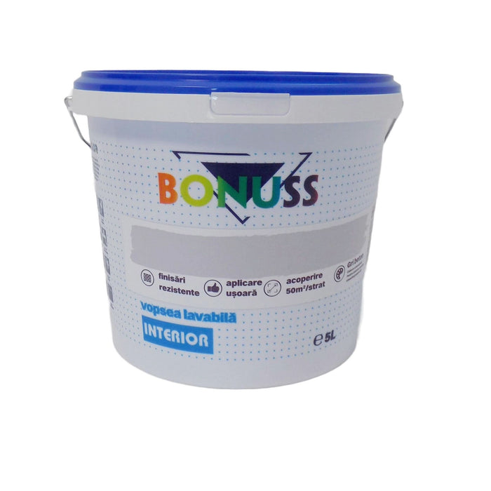 Vopsea lavabila colorata Bonuss, de interior, 5 L, gri beton, aspect mat WALTI