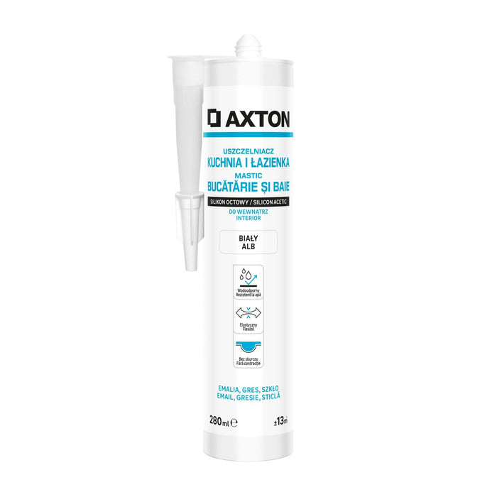 Mastic acetic Axton, pentru baie si bucatarie, alb, 280 ml WALTI