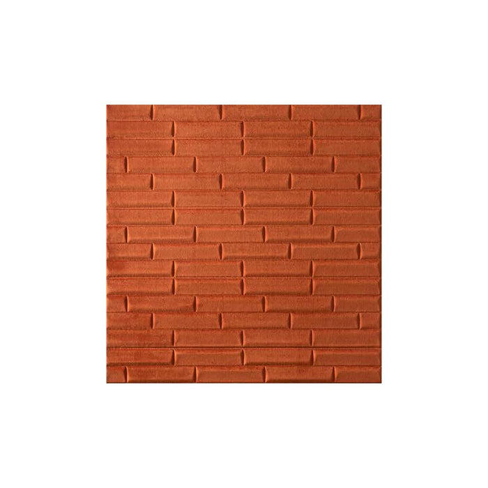 Panou tapitat autoadeziv decorativ, 70 x 70 cm, model caramida, textura catifea, portocaliu WALTI