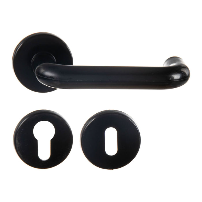 Maner cu rozeta usa exterior, pentru cilindru, plastic, negru WALTI