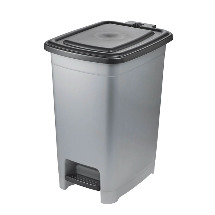 Cos de gunoi, din plastic, deschidere cu pedala, 32 x 42 x 53 cm, 40 L, gri WALTI