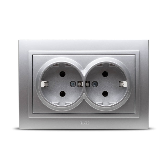 Priza schuko dubla Zena, clasica, IP20, gri WALTI