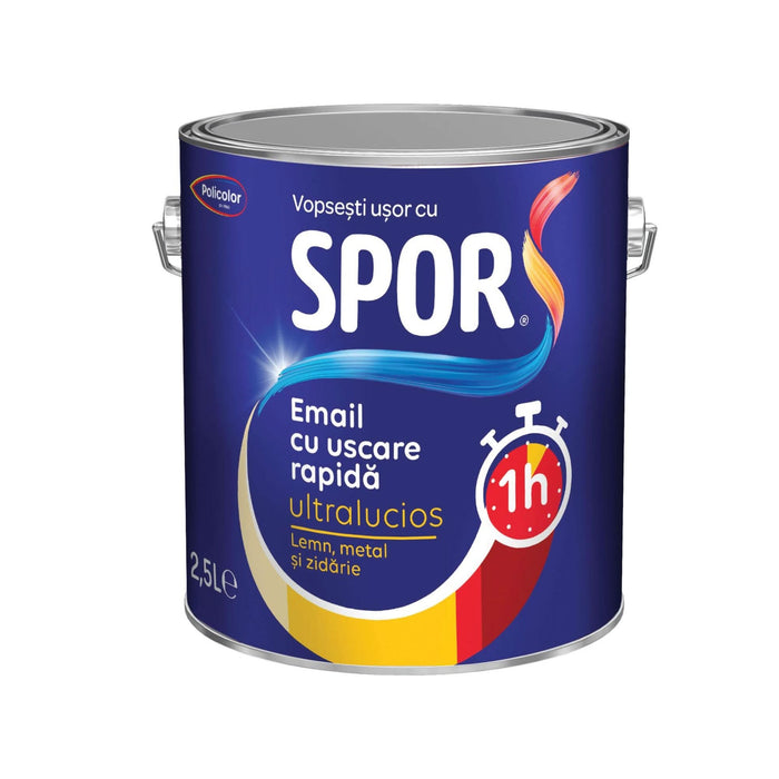 Email pe baza de solvent Spor Uscare Rapida, pentru lemn si metal, rosu, aspect lucios, 2.5 L WALTI