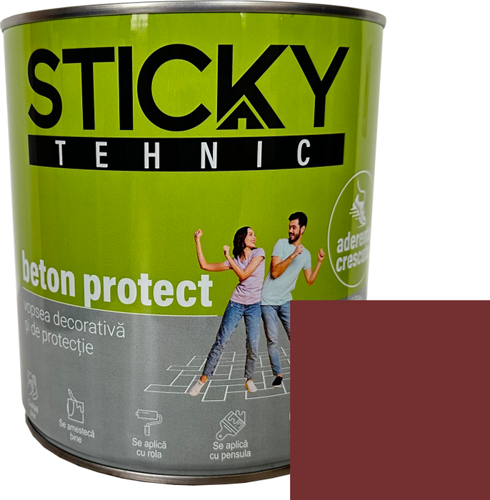 Vopsea pe baza de solvent Sticky Beton Protect, maro roscat, aspect mat, 2.5 L WALTI