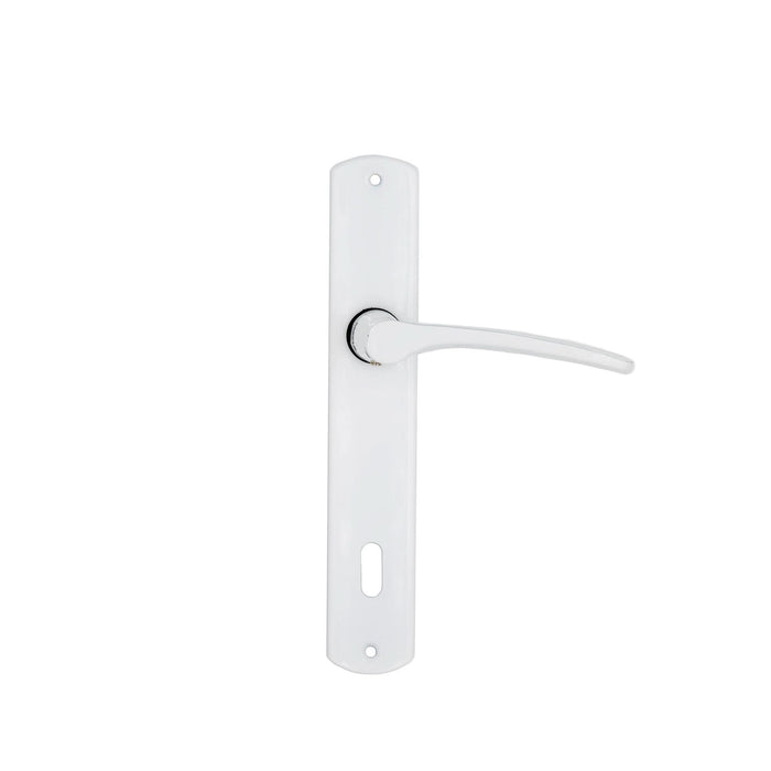 Maner cu sild usa interior, 90 mm, pentru cheie, otel, alb WALTI