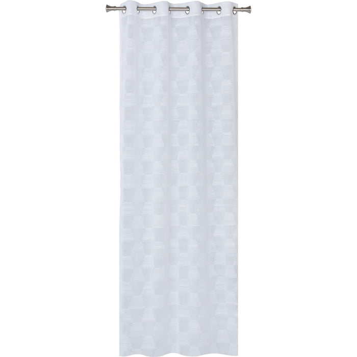 Perdea 290 x 260 cm Ilusa, model geometric, cu inele, alb WALTI