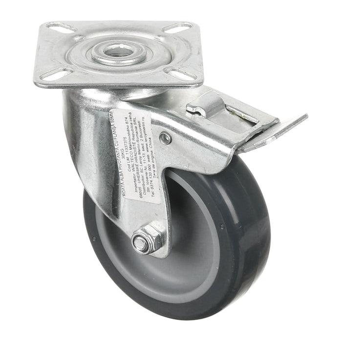 Roata pivotanta cu flansa si frana, Ø 75 mm, max 60 kg, gri WALTI