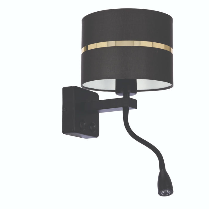 Aplica Polo, 1 x E27, 40 W, LED 2W, negru/auriu WALTI