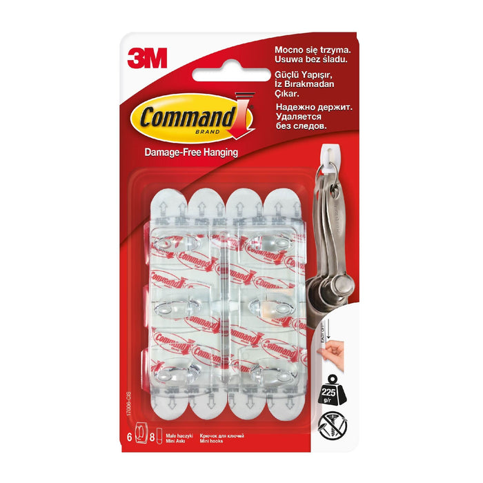 Cuier autoadeziv CommandTM, o agatatoare simpla, plastic, max 0.225 kg, transparent (set 6 buc) WALTI
