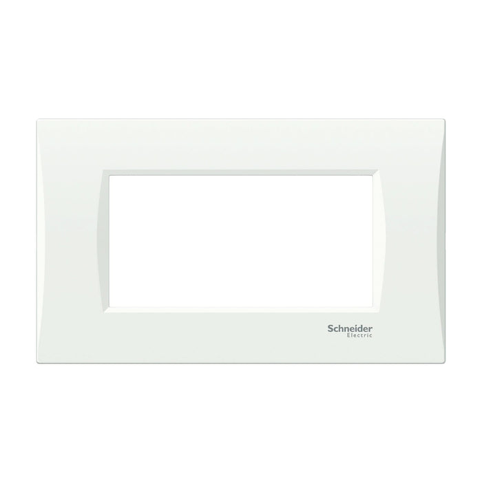 Rama decorativa pentru 4 module Schneider Easy Styl, curbata, pentru aparataj modular, alba WALTI
