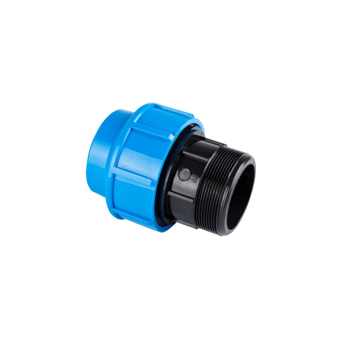 Racord compresiune pentru teava PPR, filet exterior, Ø 25 mm x 3/4', negru/albastru WALTI