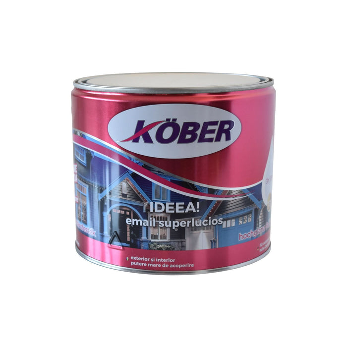 Email pe baza de solvent Kober Ideea, pentru metal, rosu vin, aspect lucios, 2.5 L WALTI
