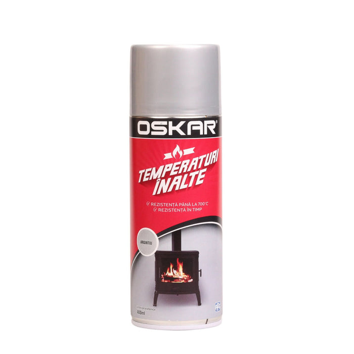 Vopsea spray Oskar Temperaturi inalte, argintiu, lucios, 400 ml WALTI