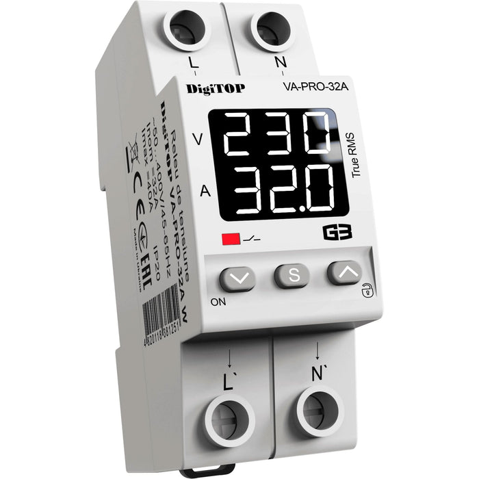 Releu protectie tensiune DigiTop, monofazat, 32A WALTI