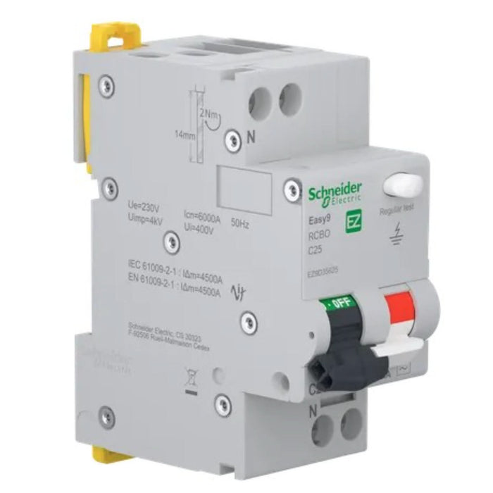 Siguranta diferentiala automata Schneider Easy9 Pro RCBO 1P+N, C, 25A, 30mA, 6kA WALTI