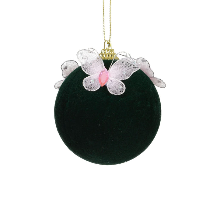 Glob de Craciun, pentru brad, cu 3 fluturi, catifea, Ø 8 cm, negru WALTI