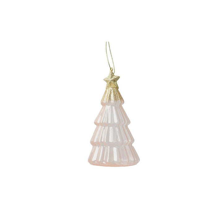 Glob de Craciun, pentru brad, forma brad, sticla, inaltime 12.6 cm, crem deschis WALTI