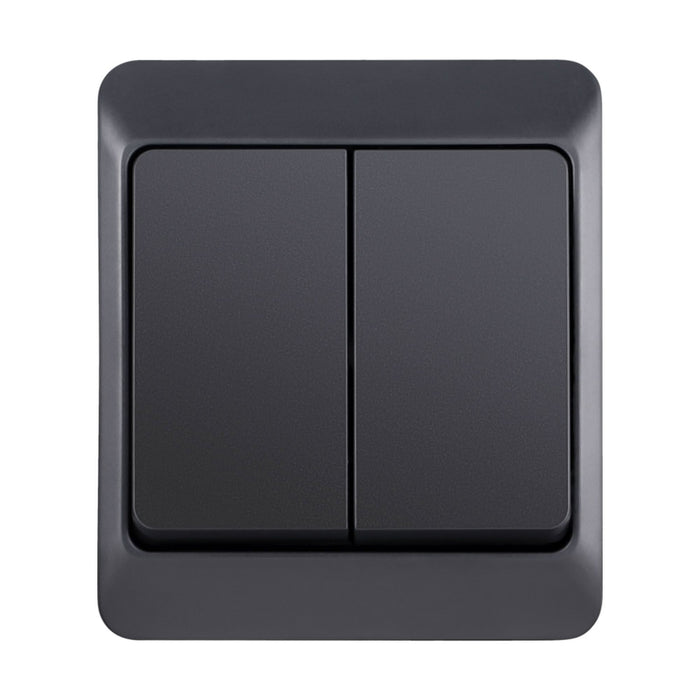 Intrerupator dublu Hermes, montaj aplicat, exterior, IP44, gri WALTI