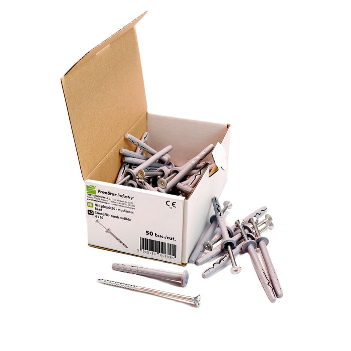 Surub StrongFIX cu diblu, 6 x 60 mm, 50 buc WALTI