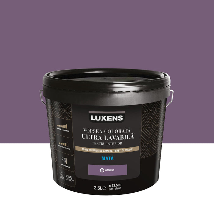 Vopsea ultralavabila colorata Luxens, de interior, 2.5 L, orchid 2, aspect mat WALTI