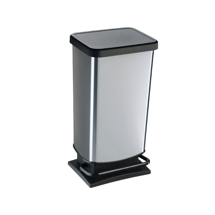 Cos de gunoi Delinia, din plastic, deschidere cu pedala, 40 L, gri WALTI