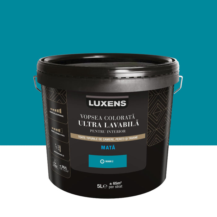 Vopsea ultralavabila colorata Luxens, de interior, 5 L, miami 2, aspect mat WALTI