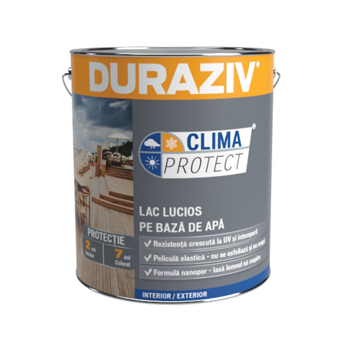 Lac protector lemn Duraziv Clima Protect, acrilic, lucios, nuc, 2.5 L WALTI