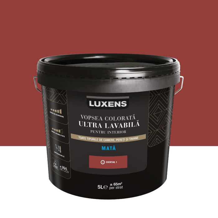 Vopsea ultralavabila colorata Luxens, de interior, 5 L, cocktail 1, aspect mat WALTI