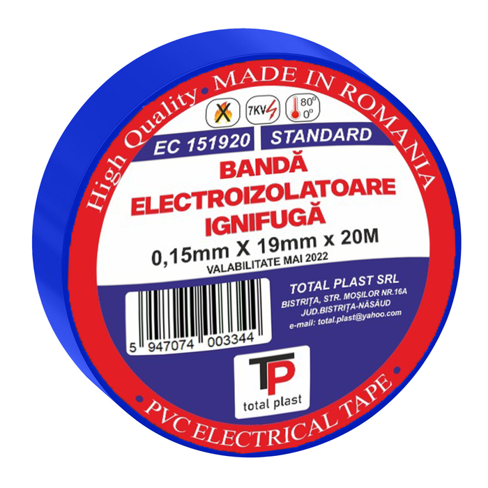Banda electroizolatoare din PVC, albastra WALTI