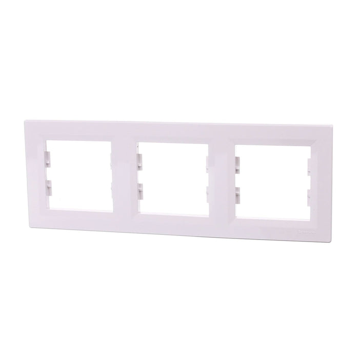 Rama decorativa tripla Schneider Asfora, pentru aparataj clasic, IP20, alba WALTI
