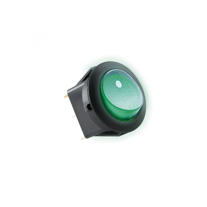 Comutator basculant, bec verde, 12V WALTI