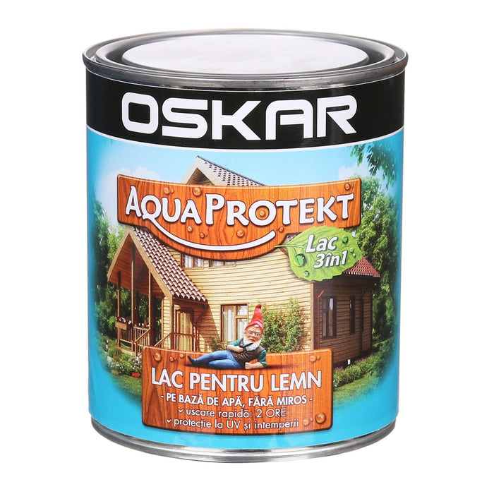 Lac protector lemn Oskar Aqua Protekt, uscare rapida, acrilic, satinat, alb, 0.75 L WALTI