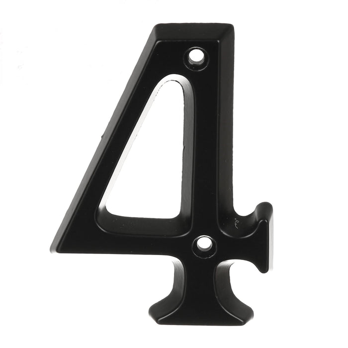 Numar casa "4", pentru poarta/usa, cu insurubare, aluminiu, 97 mm, negru WALTI