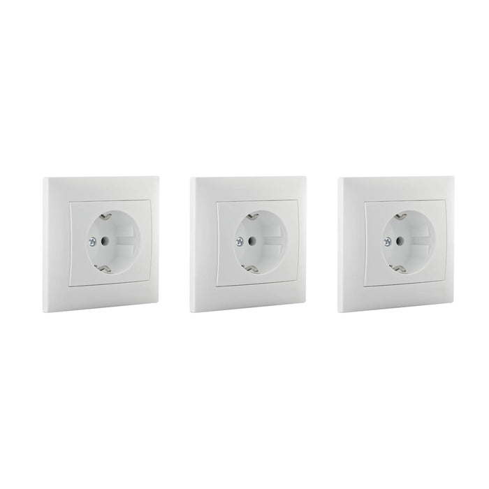 Priza schuko simpla Lexman Lika, clasica, IP20, alba (set 3 buc) WALTI