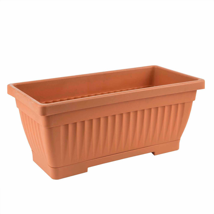 Jardiniera Verbena, cu farfurie, plastic, lungime 40 cm, maro teracota WALTI