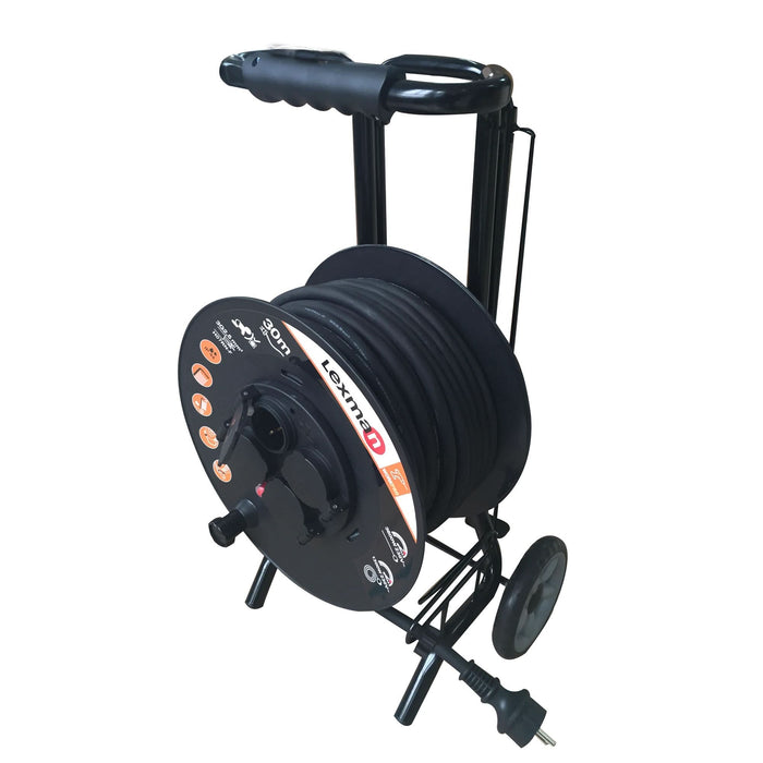 Tambur Lexman, cadru cu roti, IP20, 4 prize, 3 x 2.5 mmp, 30 m, negru WALTI